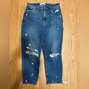 Abercrombie the Mom High Rise Curve Love Short Ripped Jeans
